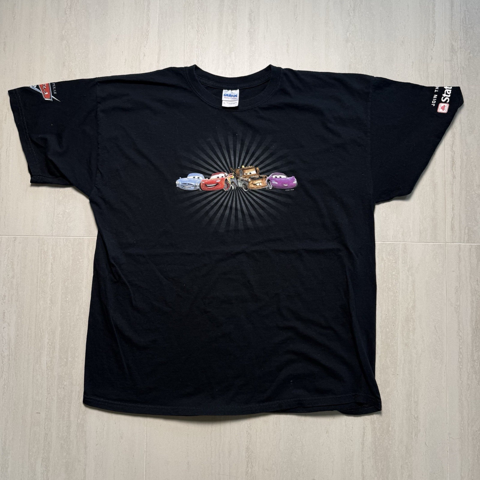 Disney Pixar Cars T-Shirt XL Black Gildan Heavy Cotton State Farm Promo