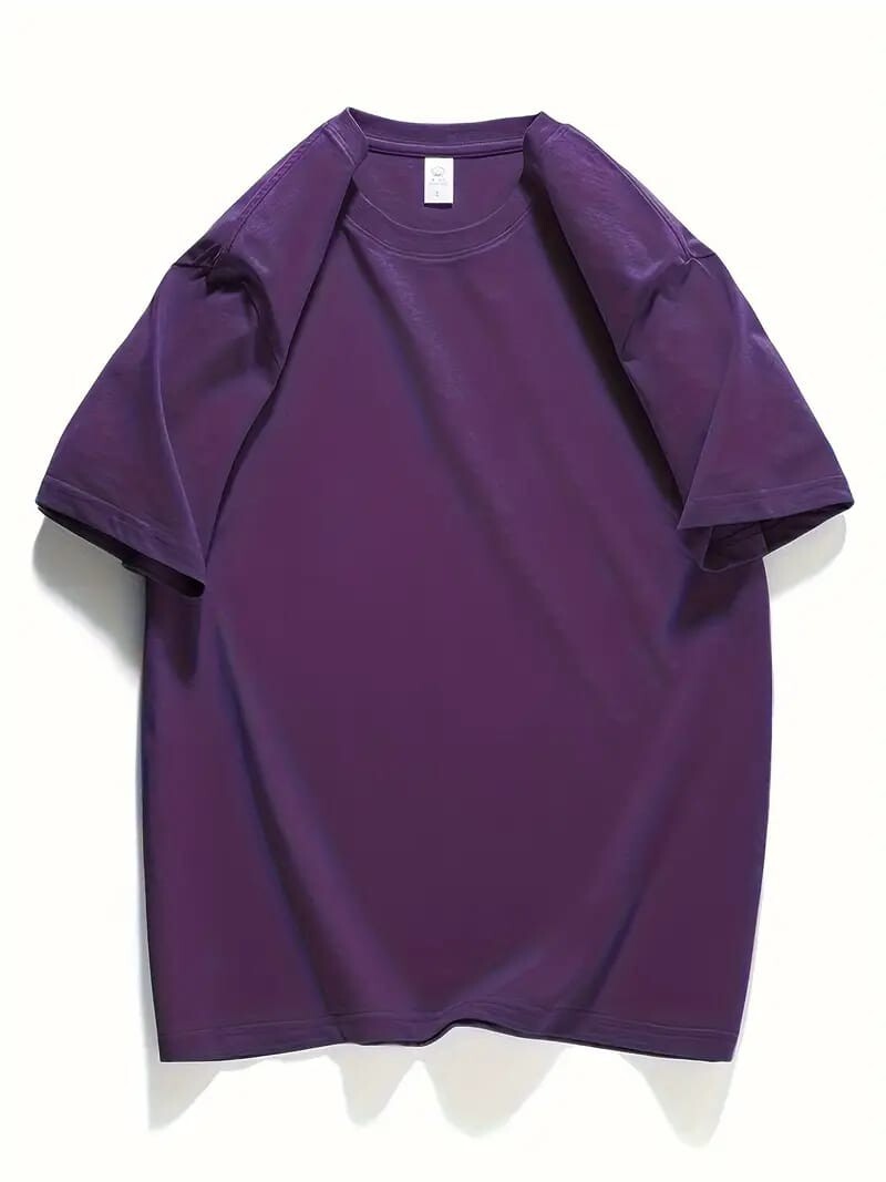 Men’s Classic Solid Plain Cotton Round Hem Scallop Essentials Tshirt S-2XL