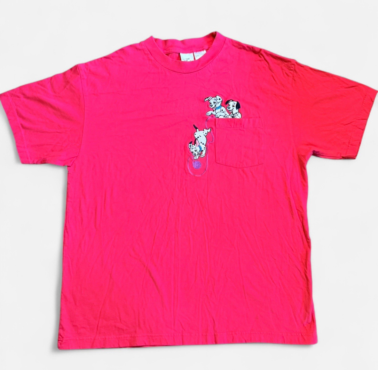 Vintage 90’s 101 Dalmatians Embroidered Pocket T-Shirt Size XL Single Stitch