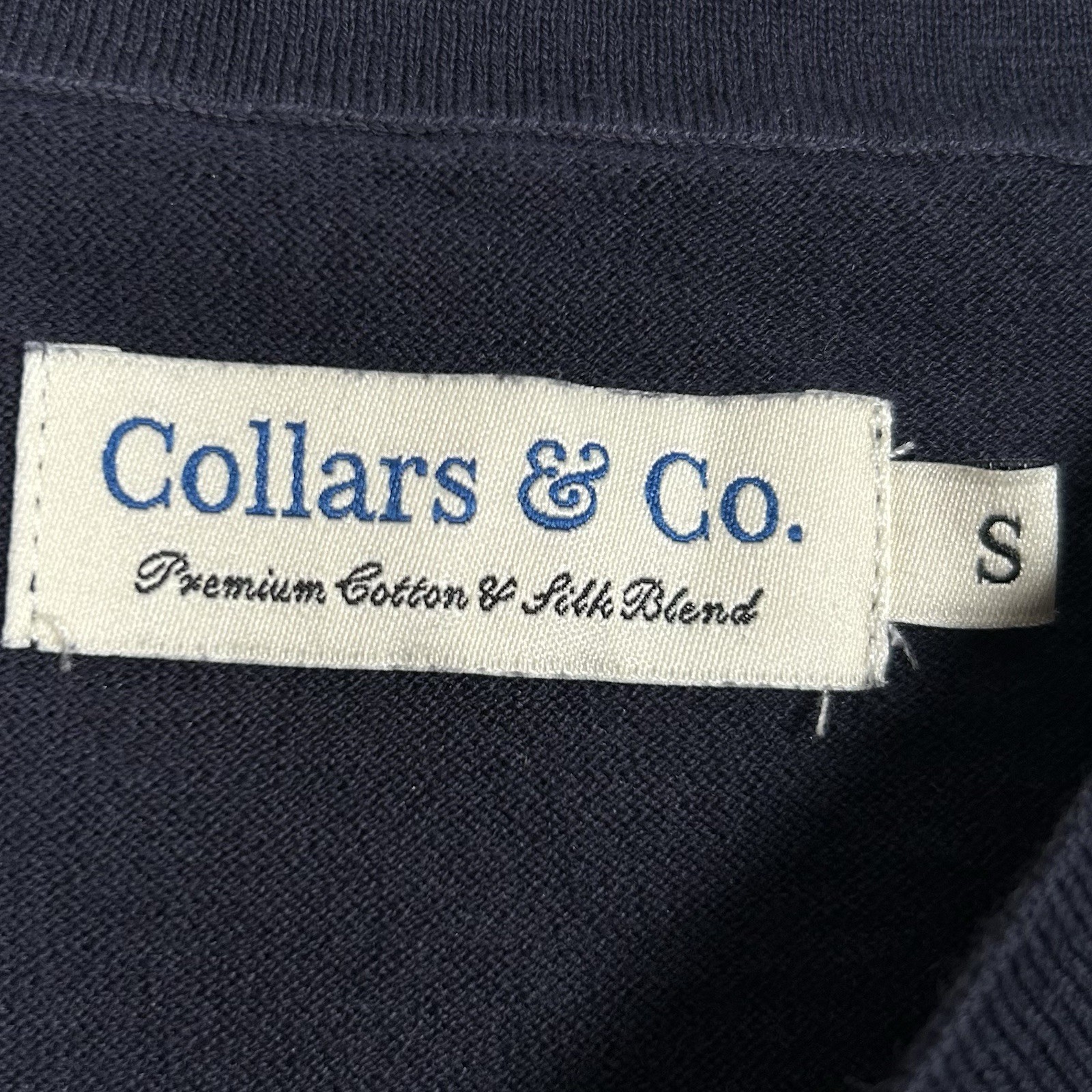 Collars & Co T-Shirt Mens Small Navy Cotton Silk Quiet Luxury Touch Lucca NEW