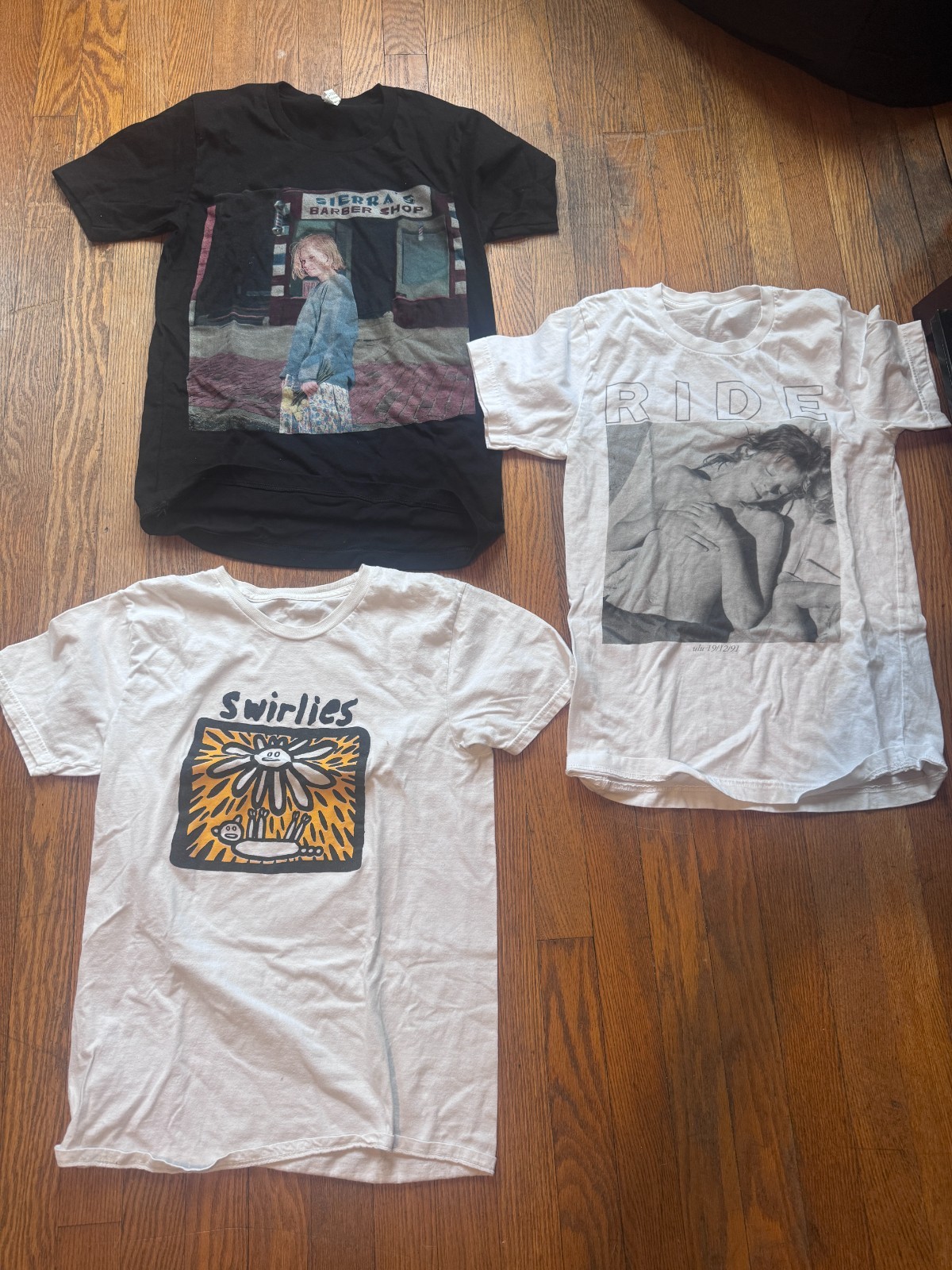 Lot of 3 Sz Small S Shoegaze T Shirts Ride Swirlies Drop Nineteens
