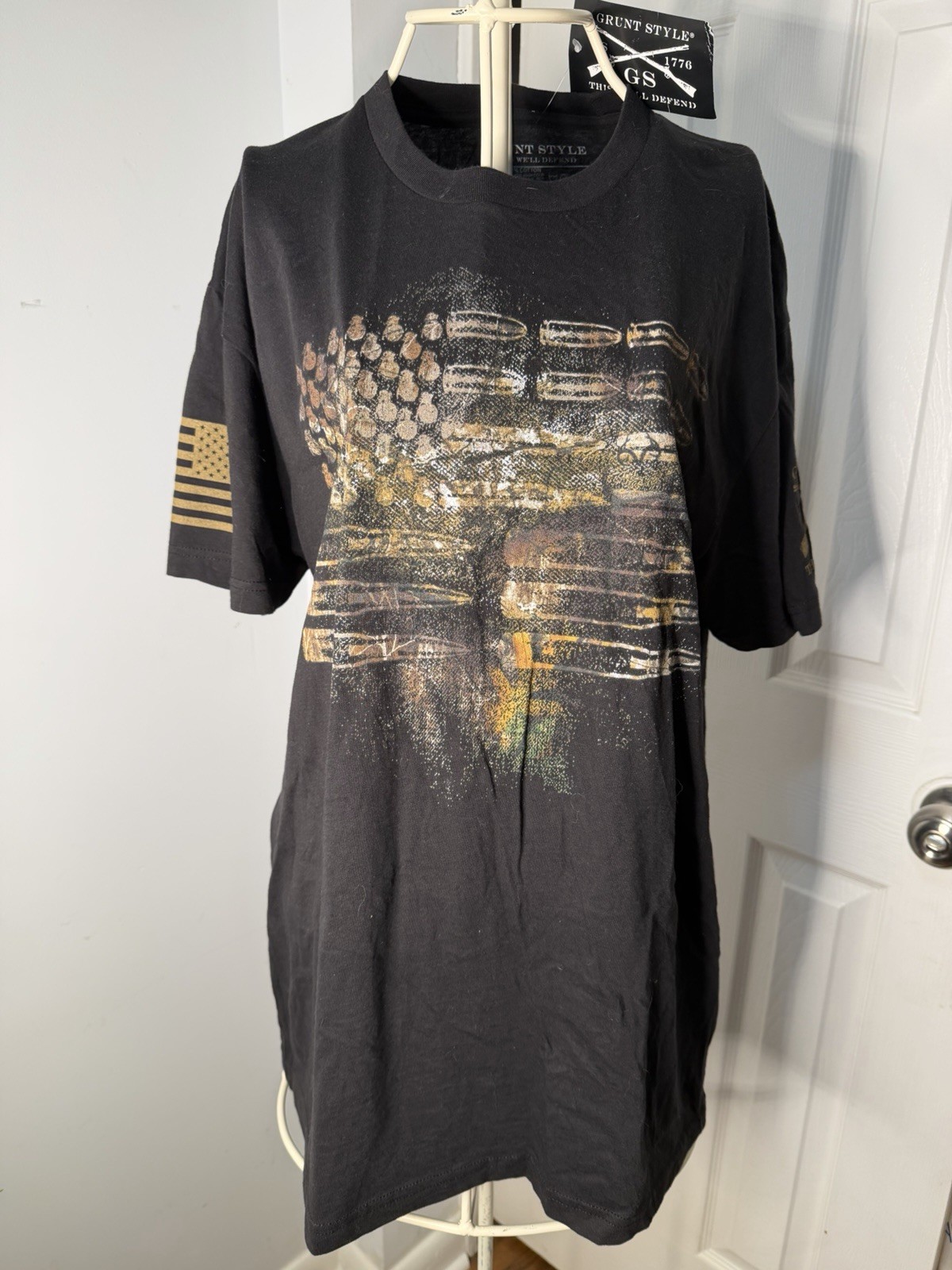 Grunt Style T Shirt L Short Sleeve Black American Flag This We’ll Defend #279