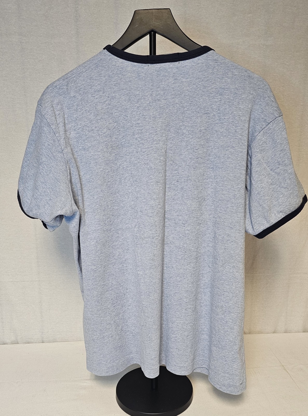 Vintage Polo Ralph Lauren Marled Powder Blue Ringer Collar Ribbed TShirt Mens XL
