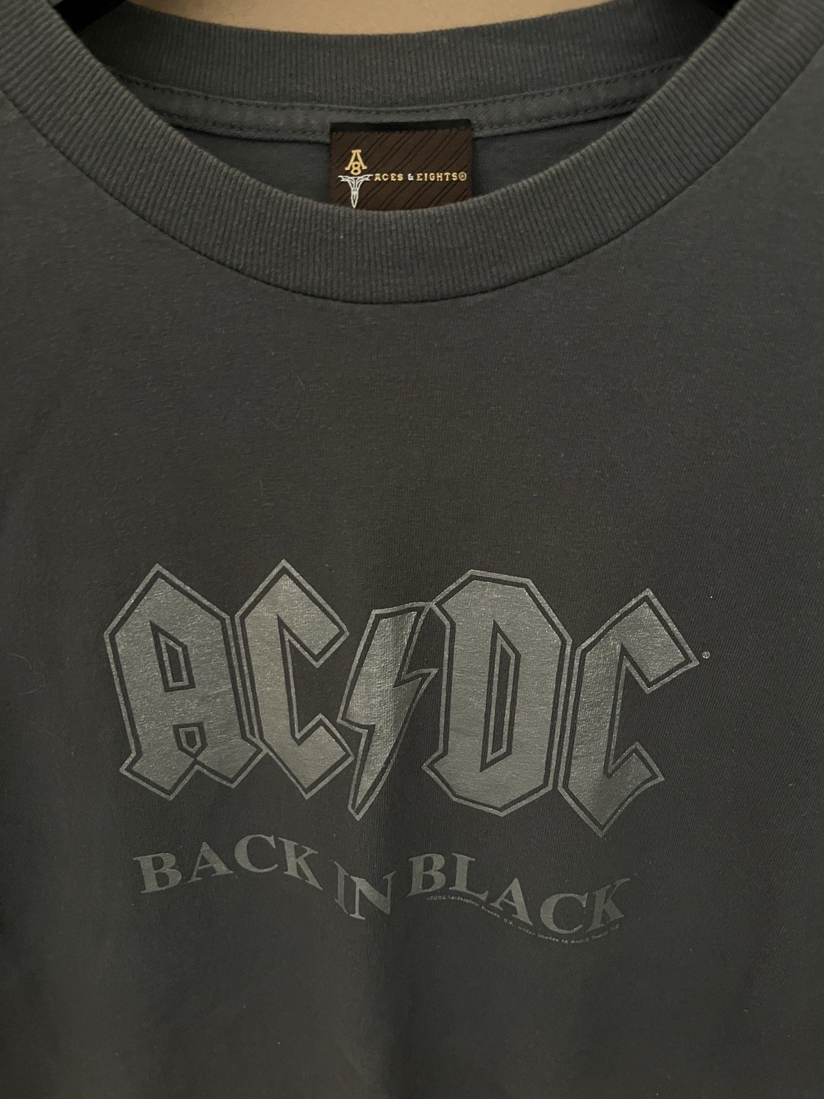 Vintage Aces & Eights AC/DC Back in Black Shirt XL Great Looking Rare