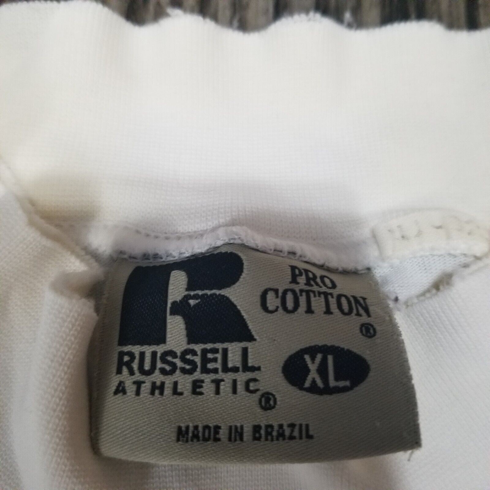 VTG Russell Athletic Longsleeve Mens High Neck Blank Pullover Made USA XL Cream