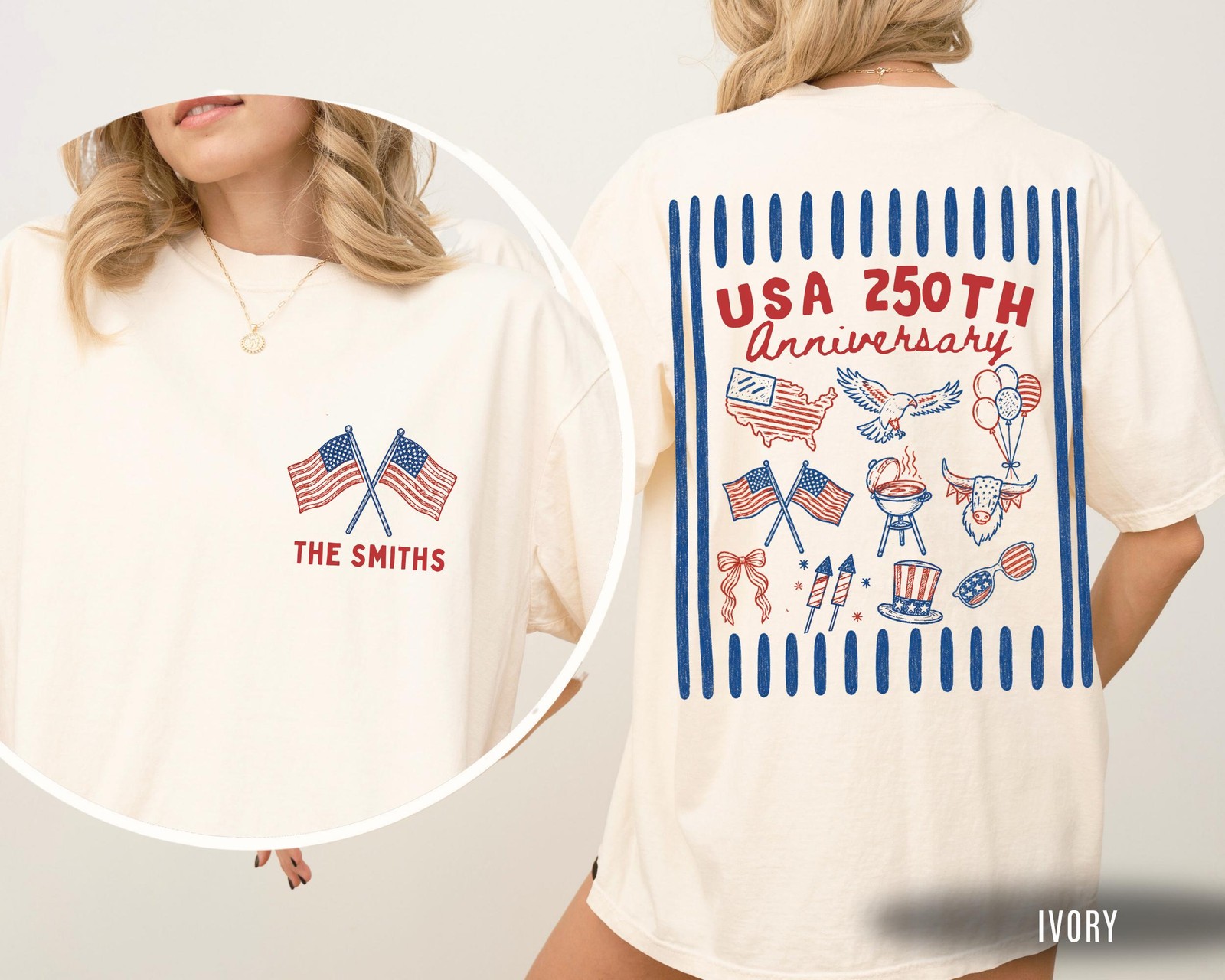 Personalized USA 250th Anniversary Family Matching 4th of July Shirt