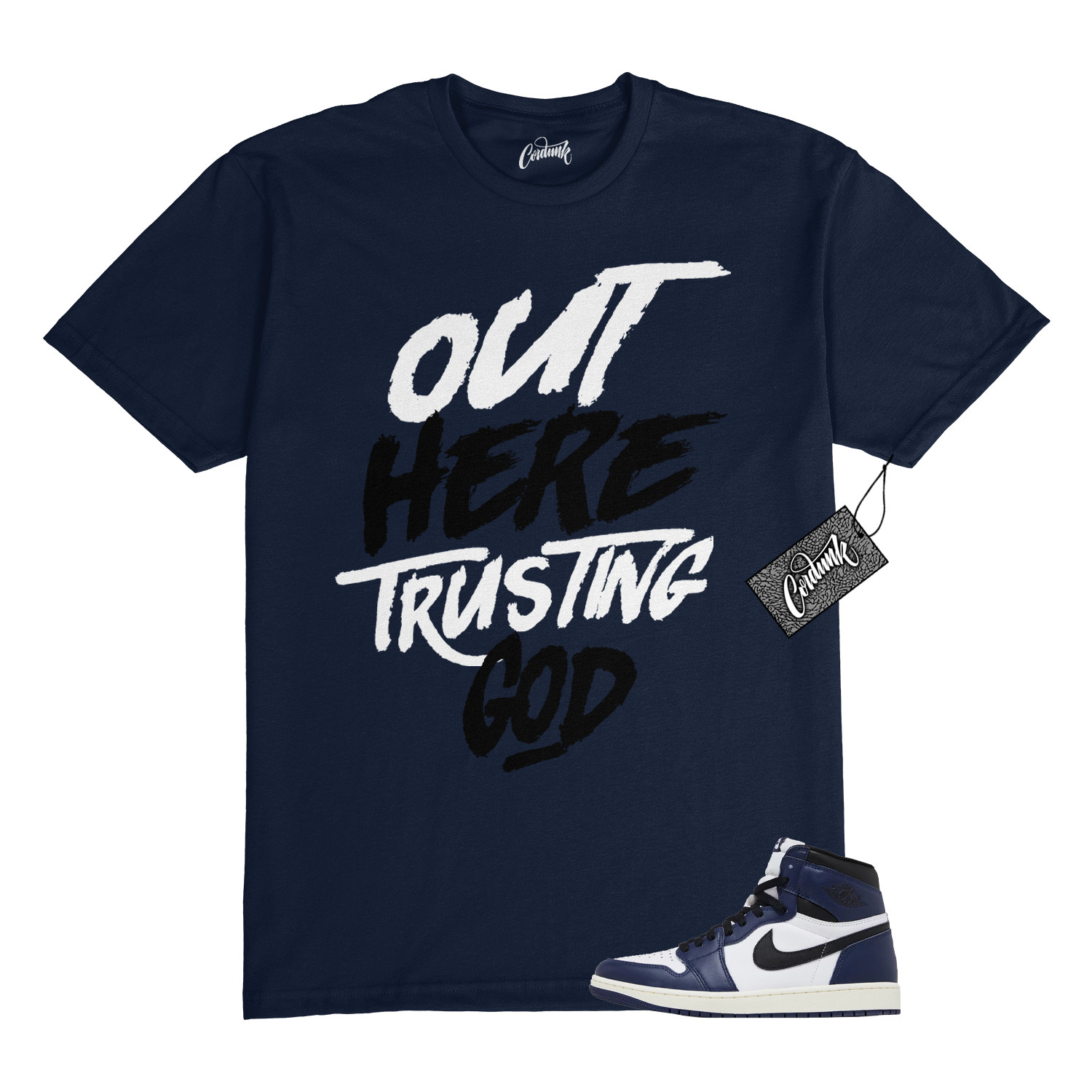1 Midnight Navy Black White Sail Retro High OG T Shirt to Match TG Jordan