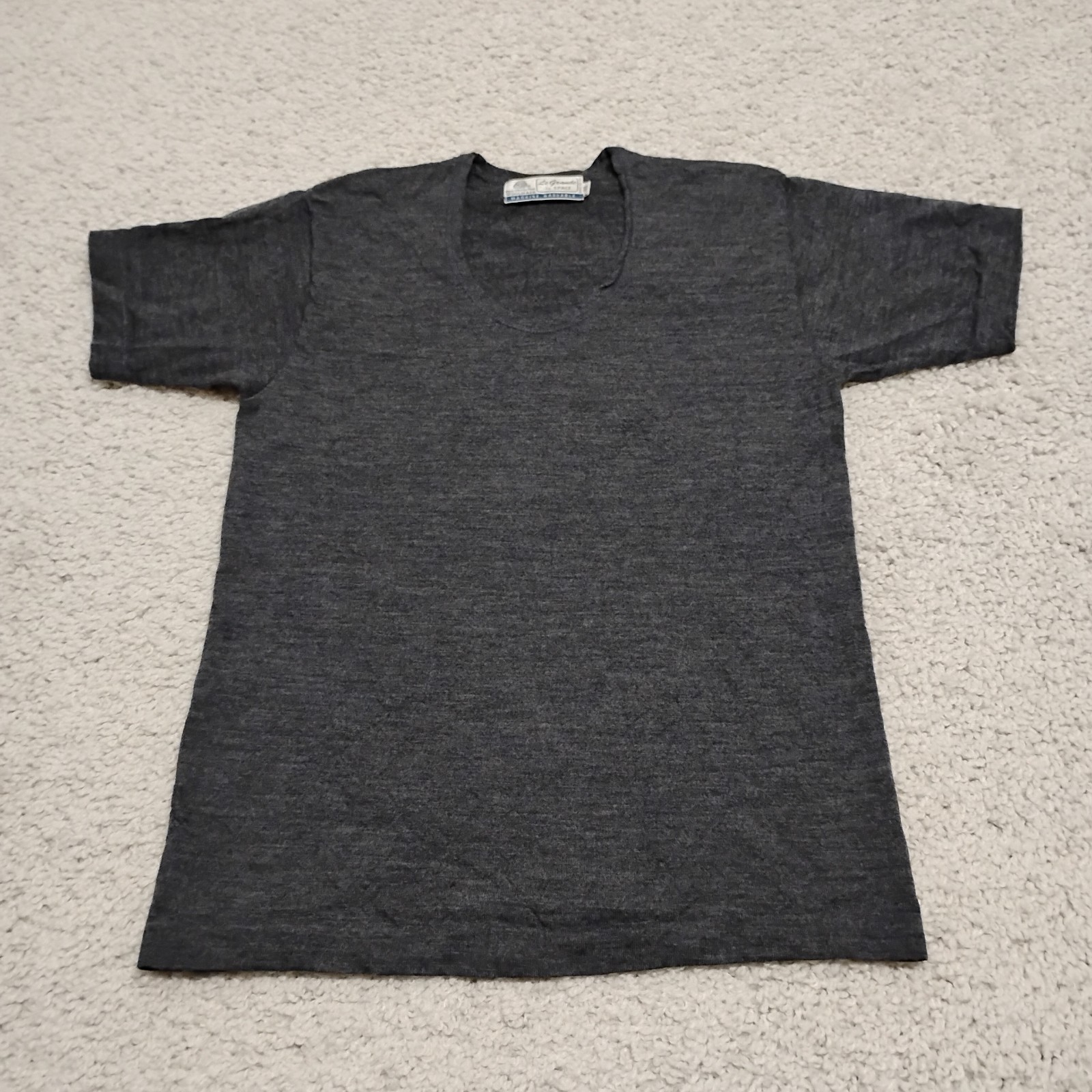 Vintage Woolmark Shirt Mens M (18×26) Base Layer Scoop Hiking Merino Wool 90s
