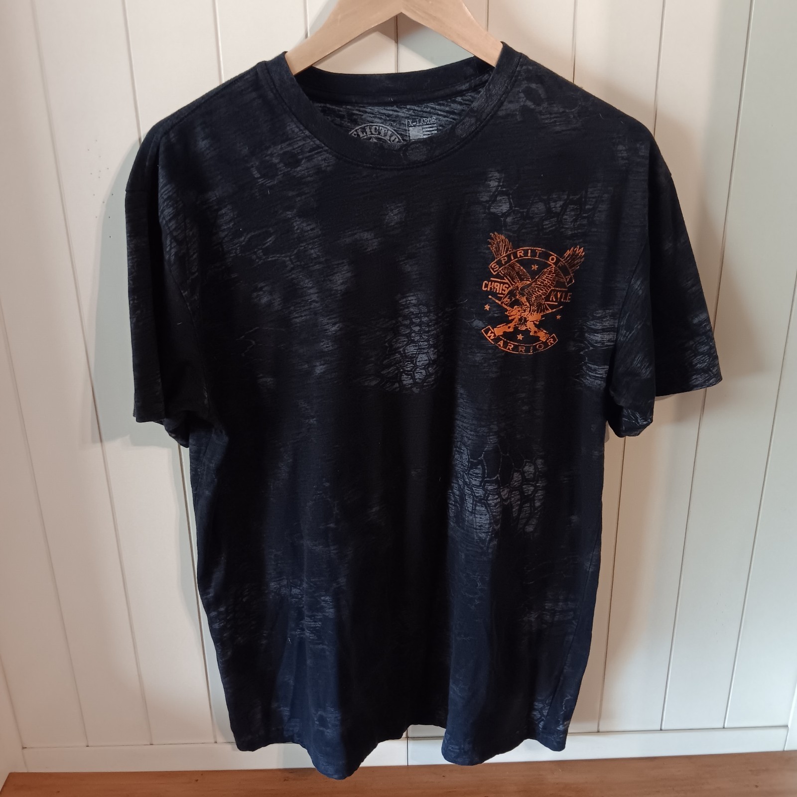 Affiction Chris Kyle Black & Orange T-Shirt, Size XL
