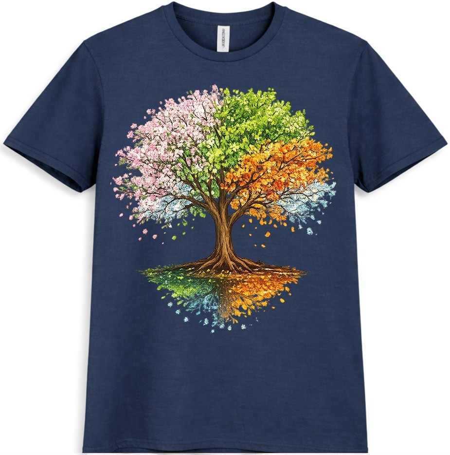 Tree Four Seasons T Shirt Colorful Spring Summer Fall Winter Graphic Tee