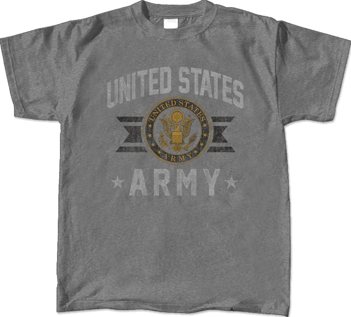 NEW MILITARY U.S. ARMY UNITED STATES MEN’S GRAY DISTRESSED TEE SHIRT