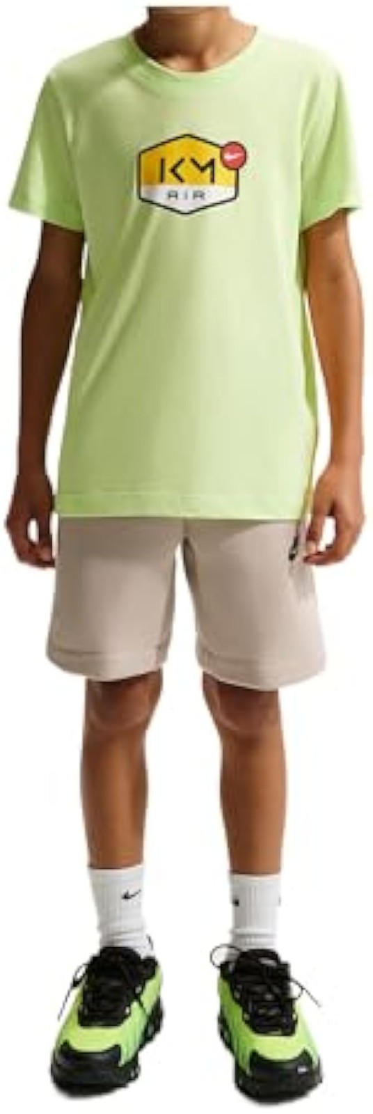 Kylian Mbappe Big Kids’ Dri-FIT T-Shirt (Light Liquid Lime) Size Large – Light L