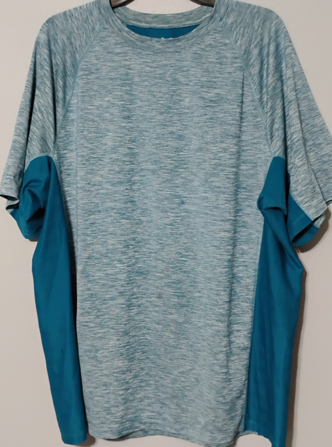 Duluth Trading Shirt Mens L Teal Gray Performance Athletic Side – Back Vent S/S