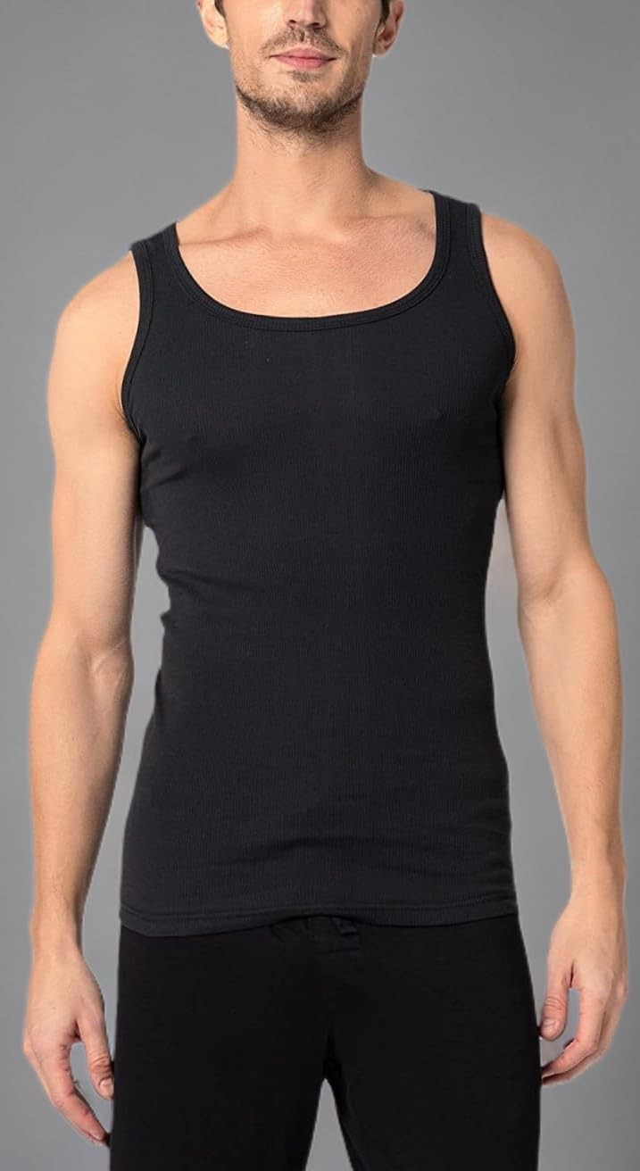 Men’s Cotton Tank Tops Tag Free Soft Ribbed Undershirts Multi Pack Breathable