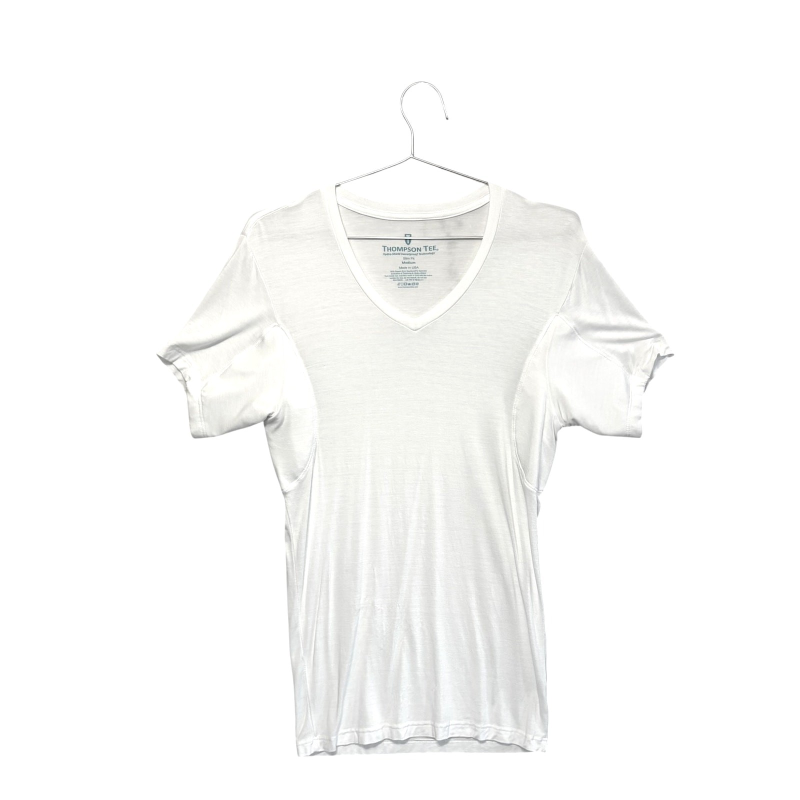 Thompson Tee Sweatproof Undershirt Men’s Sz M White Slim Fit V-Neck Short Sleeve