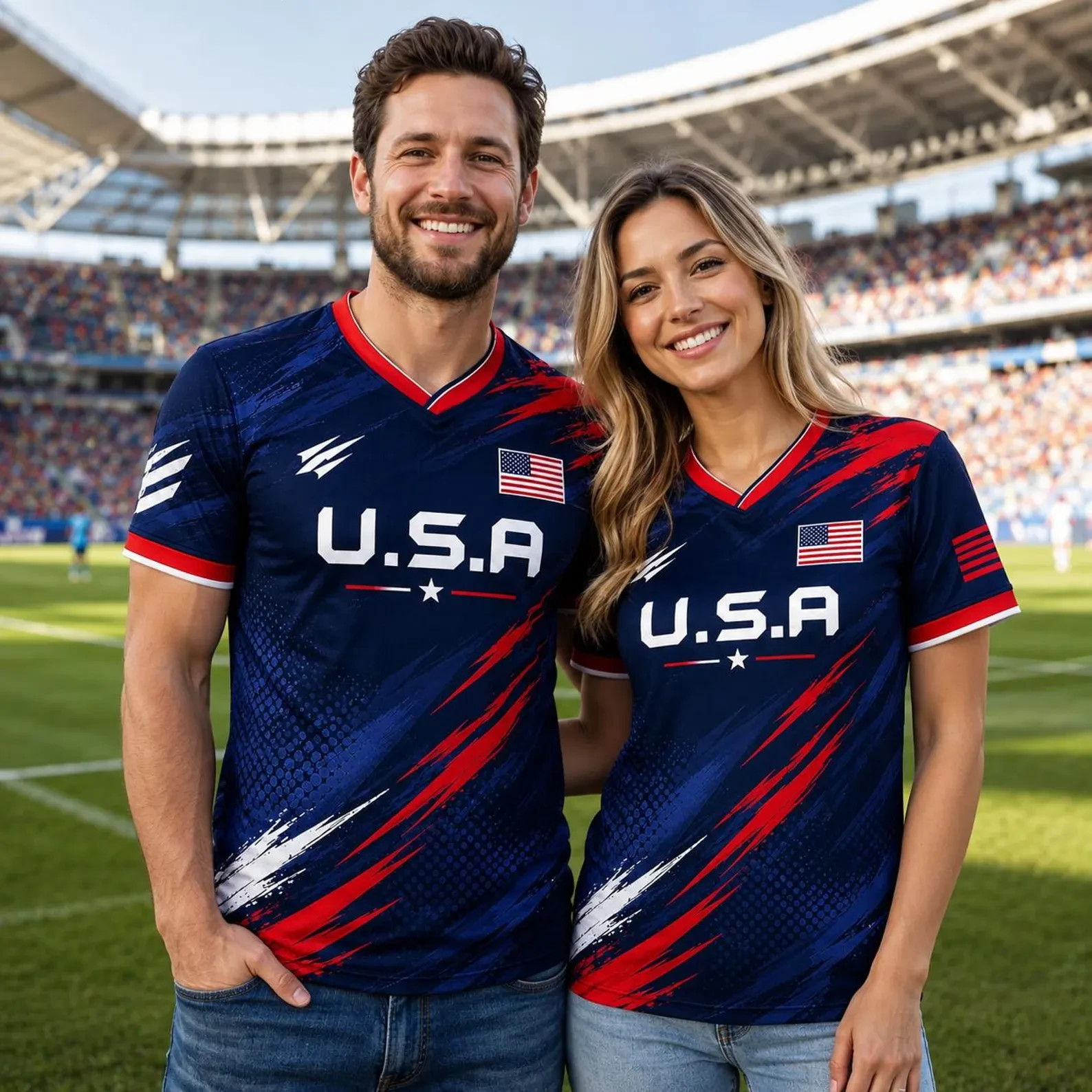 Custom USA Soccer Jersey, Personalized USA Shirt, Dark Blue USA Football Tee
