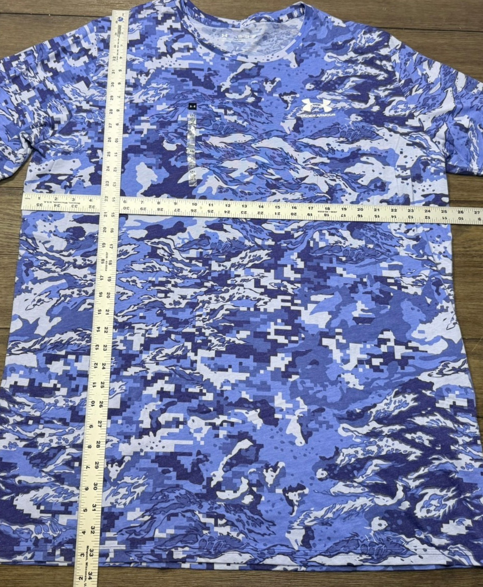Under Armour Men’s 3XL Tall Blue Camo Digital Print Loose Fit Short Sleeve Tee
