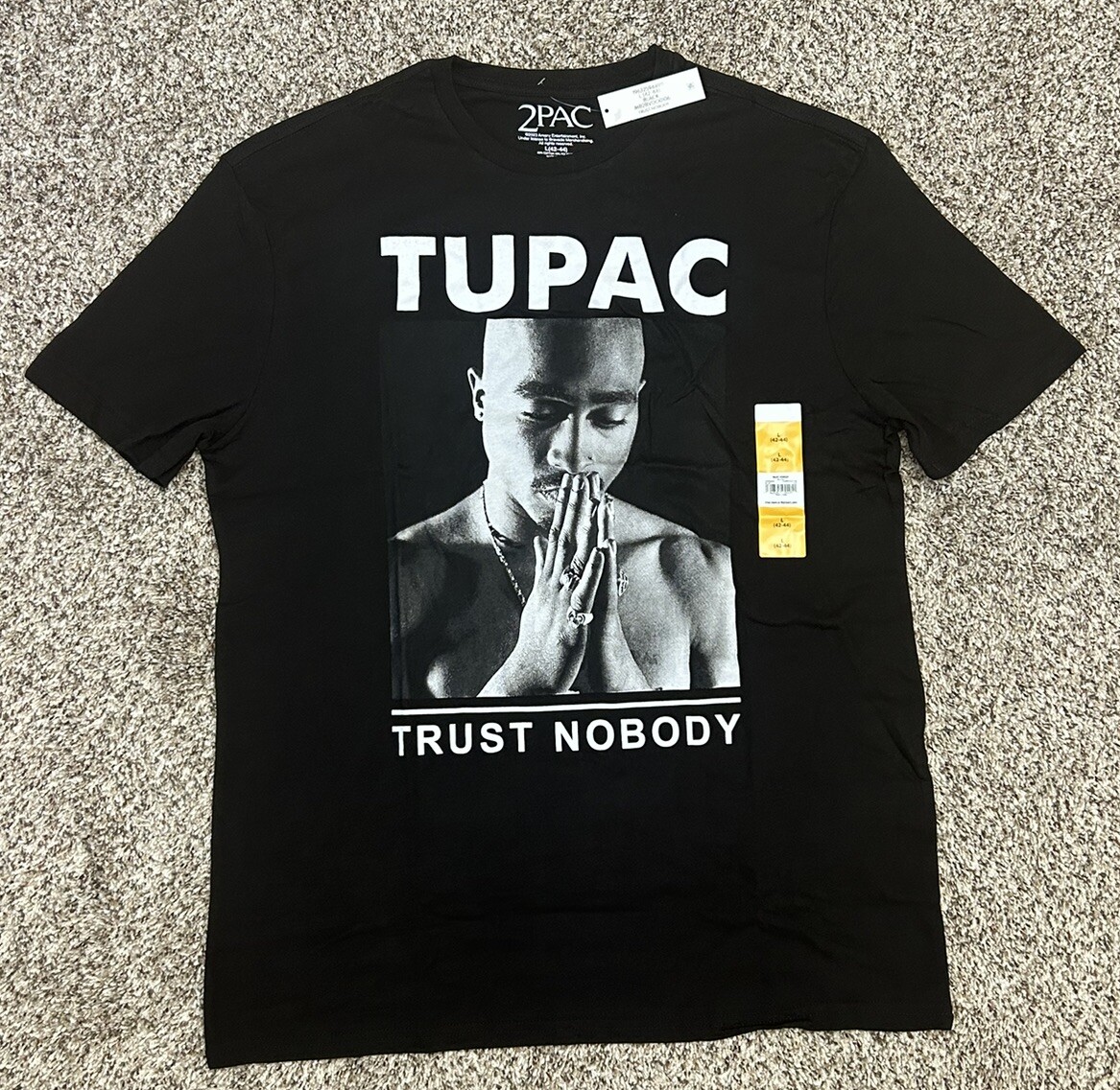 New Tupac Trust Nobody Men’s Black T-shirt Tee 2Pac Hip-hop Rap Sz 42-44 LARGE