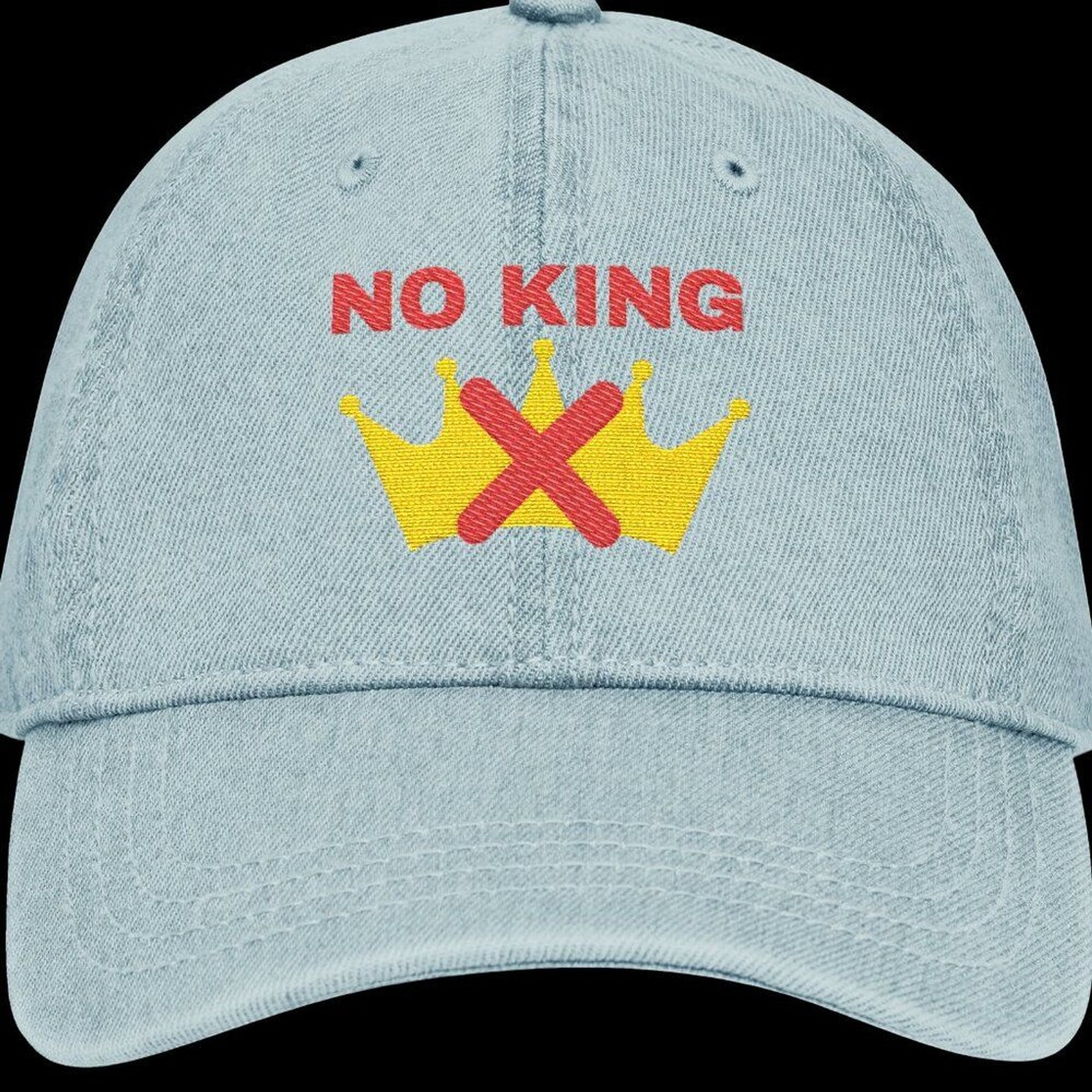 No King Denim Hat, Indivisible Ball Cap, Embroidered Hat, Political Headwear
