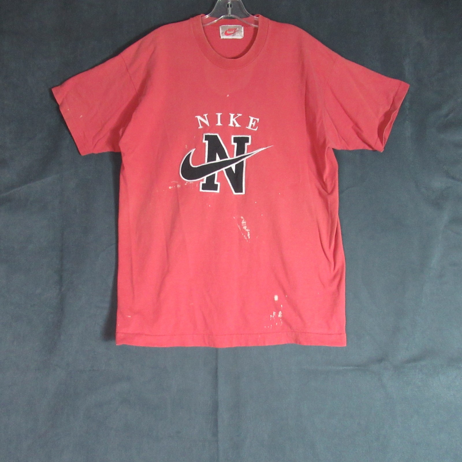 Vintage NIKE T-Shirt Mens XL Red Single Stitch Swoosh Grunge Made in USA 80s 90s