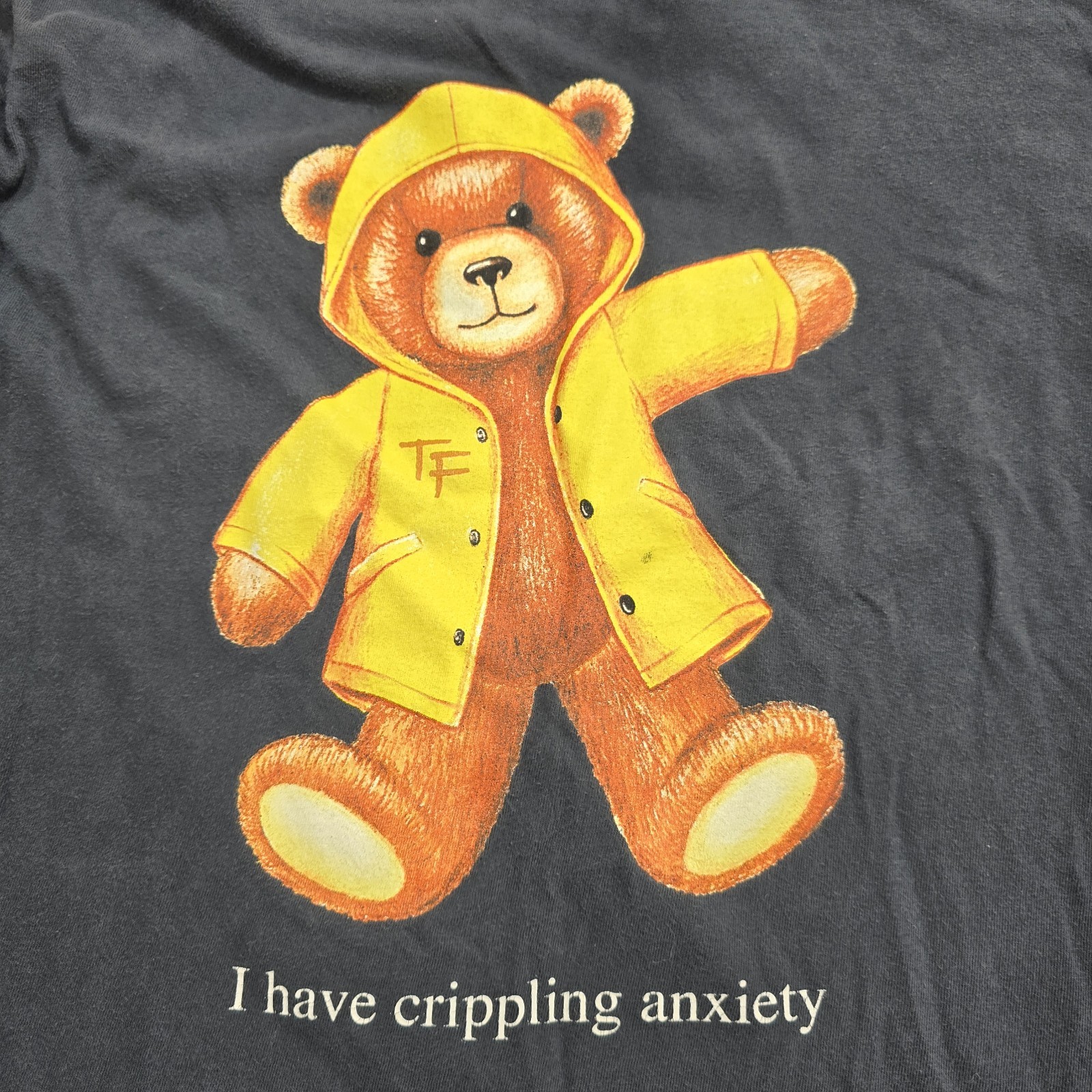 Teddy Fresh “I Have Crippling Anxiety” Long Sleeve Black Shirt, Size Medium