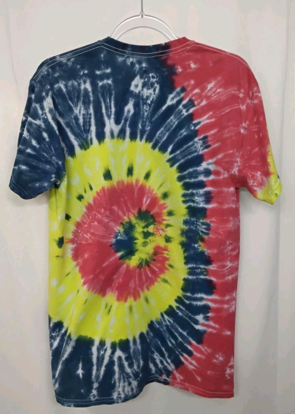 New Tie Dye Mens T-Shirt Medium Red Yellow Adult Multicolor Summer Swirl