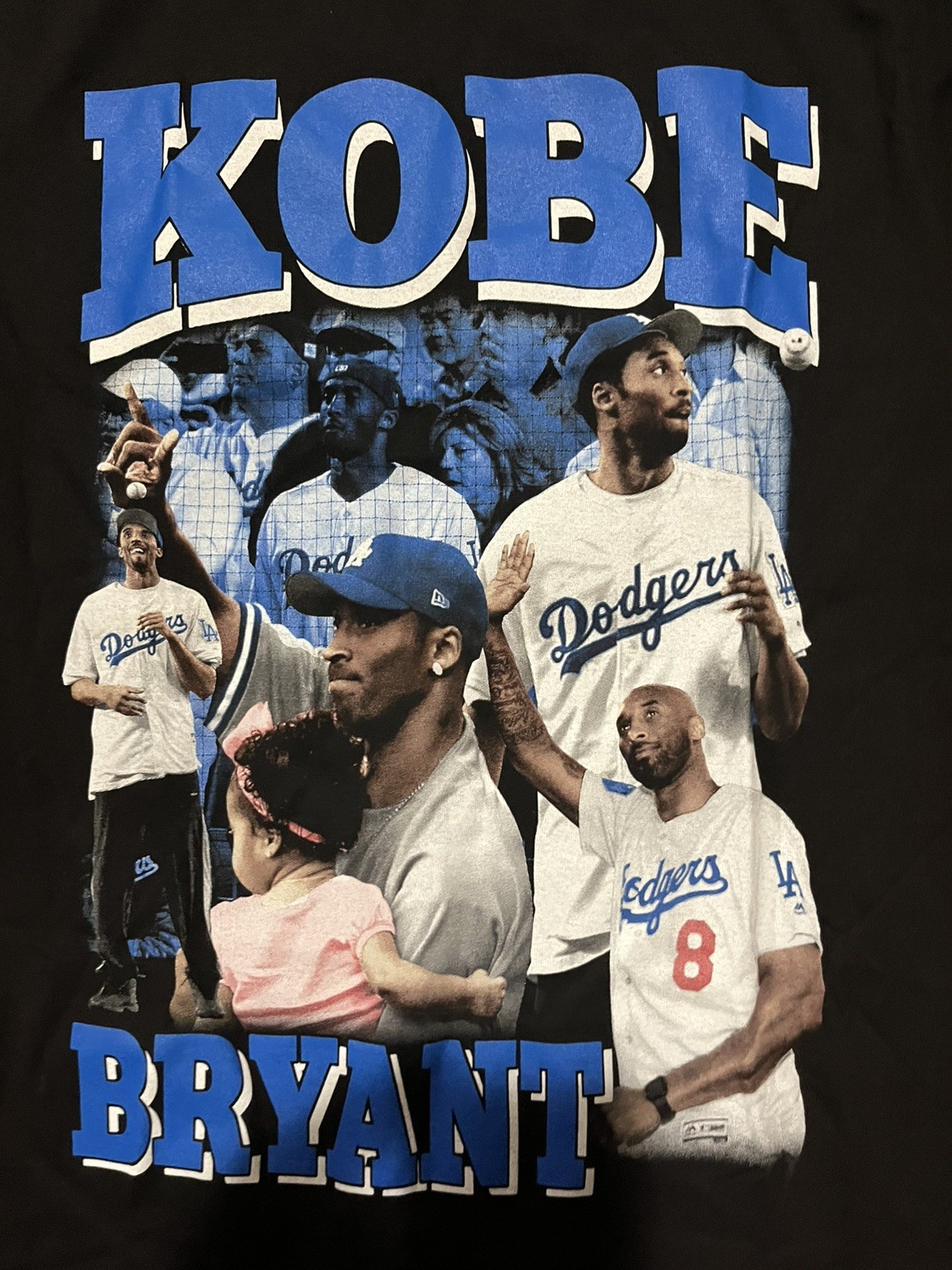 Kobe Bryant LA Dodgers Tee Black Small 100% cotton