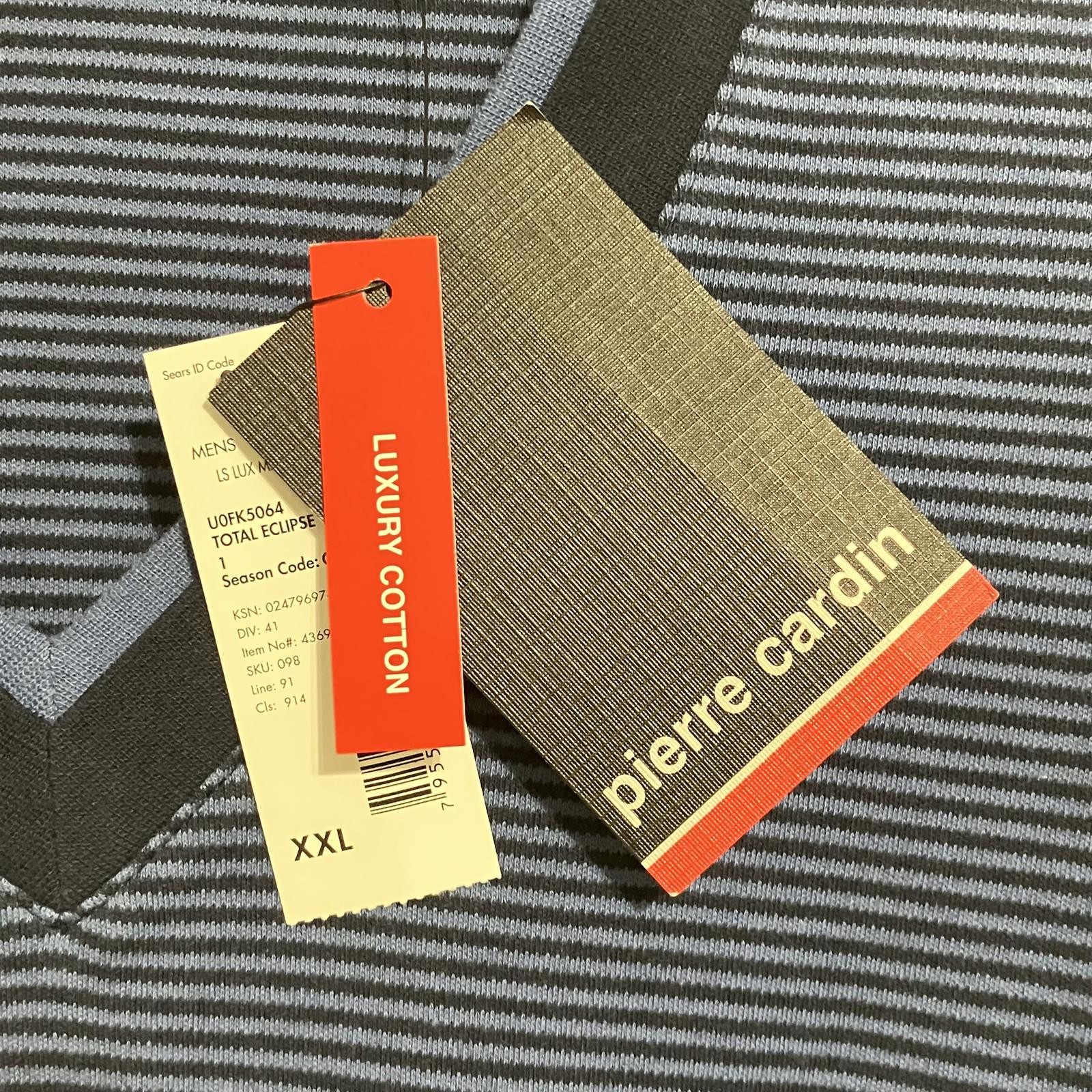 Pierre Cardin Vintage Blue Striped V-Neck Shirt Men’s XXL
