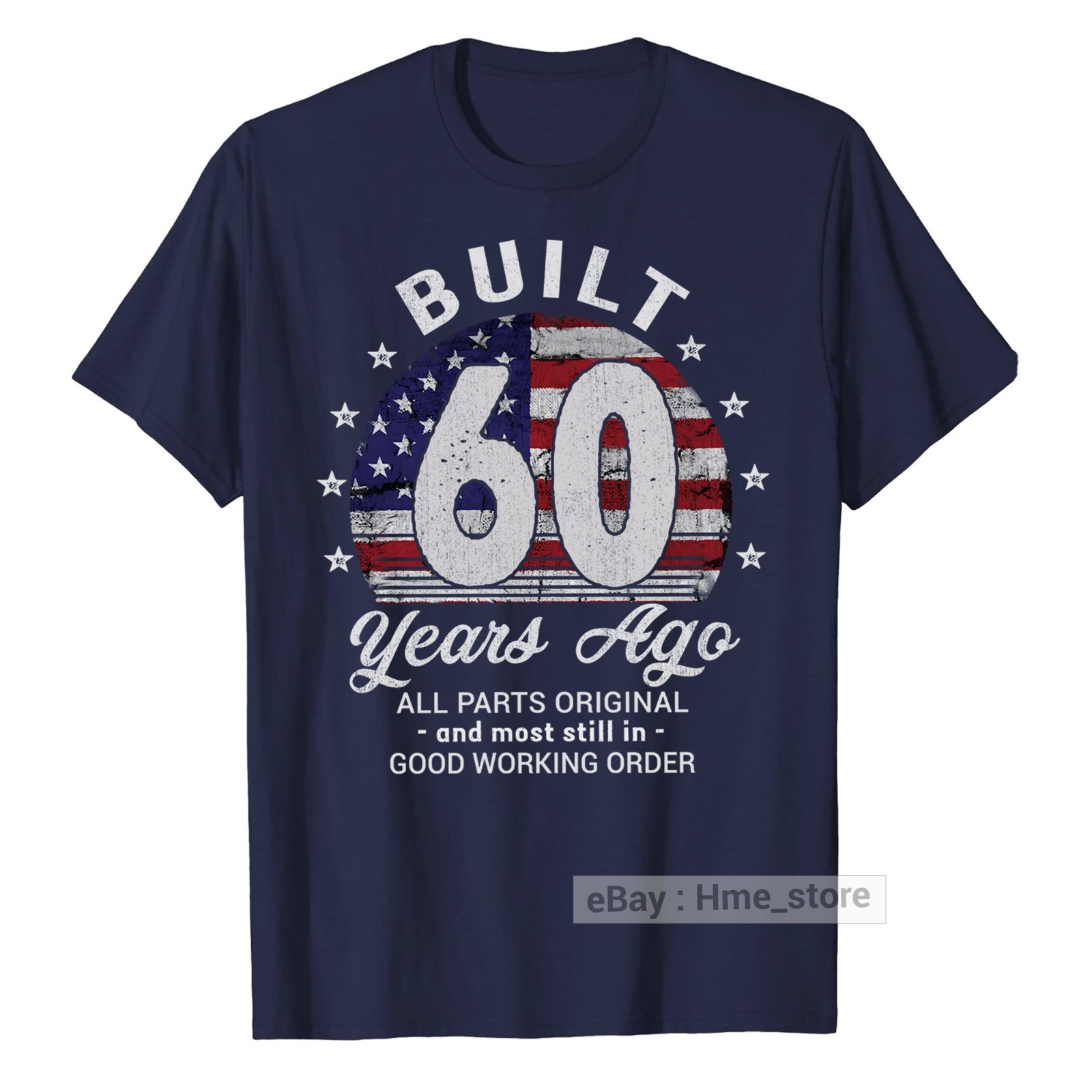 Funny 60th Birthday USA Flag T-Shirt Built 60 Years Old Ago Bday Tee Vintage Men