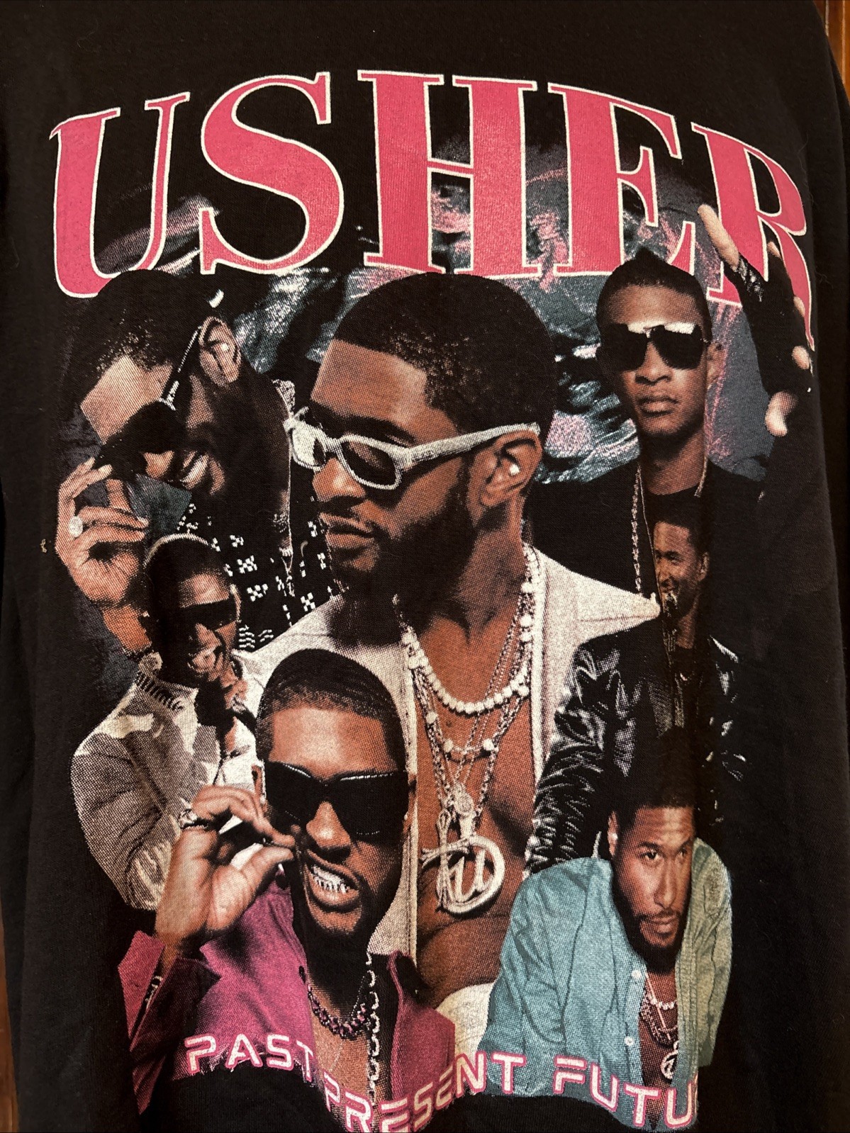 Usher Past Present Future Tour Black Shirt Size 2XL Mens Black & Pink