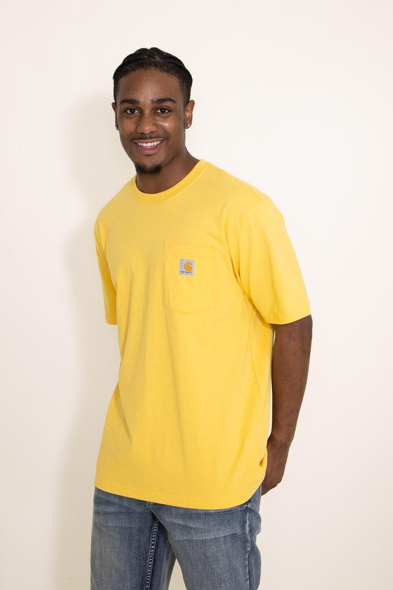 Carhartt SS Tee Shirt Pocket Loose Fit Sundance Yellow Heather K87 Sz M NWT