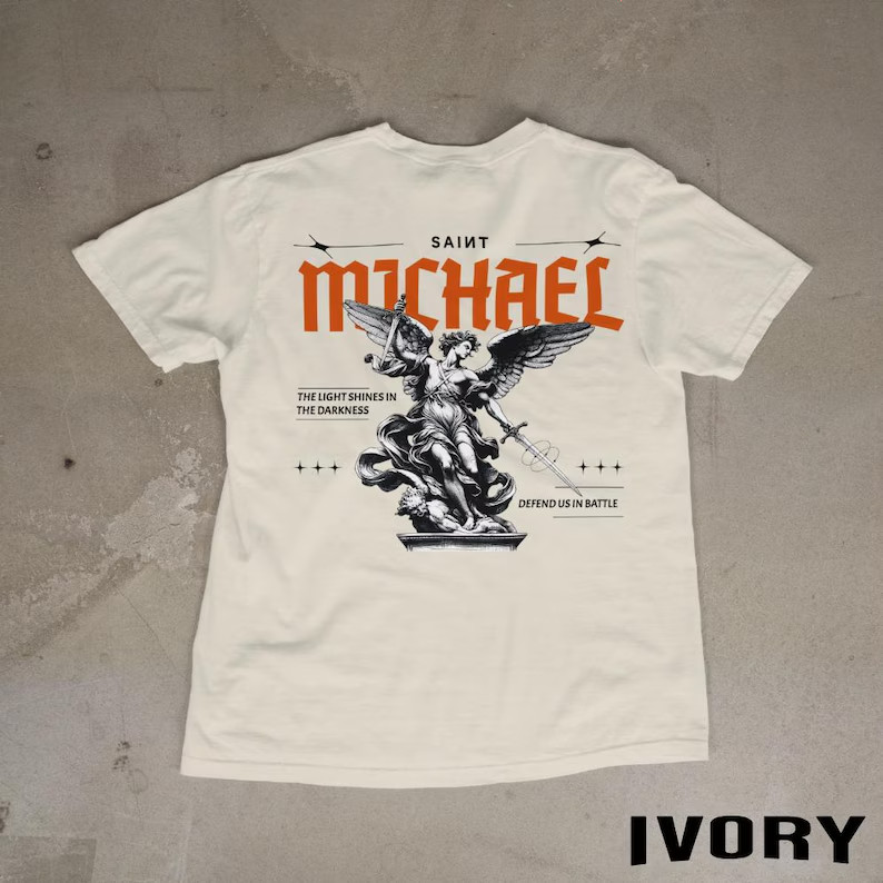 Saint Michael Shirt Christian Streetwear Tee Catholic Warrior Graphic Shirt