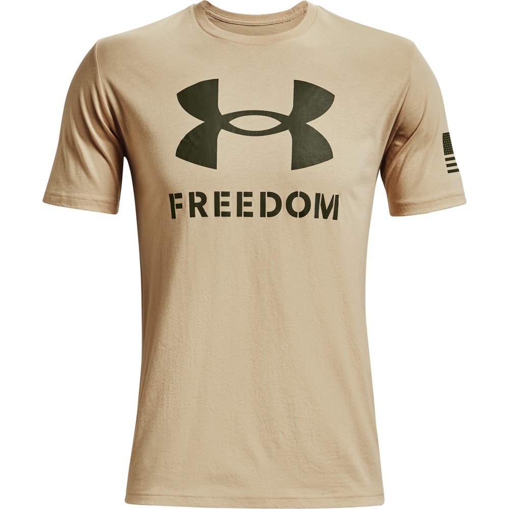 Under Armour 1370811 Men’s UA Freedom Logo T-Shirt, Desert Sand, Medium