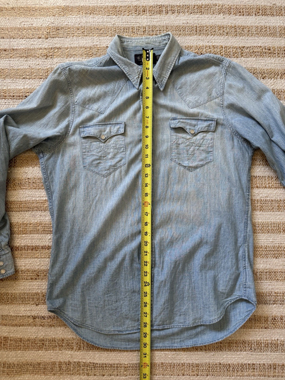 Double RL RRL Polo Ralph Lauren Western Chambray Snap Shirt Large