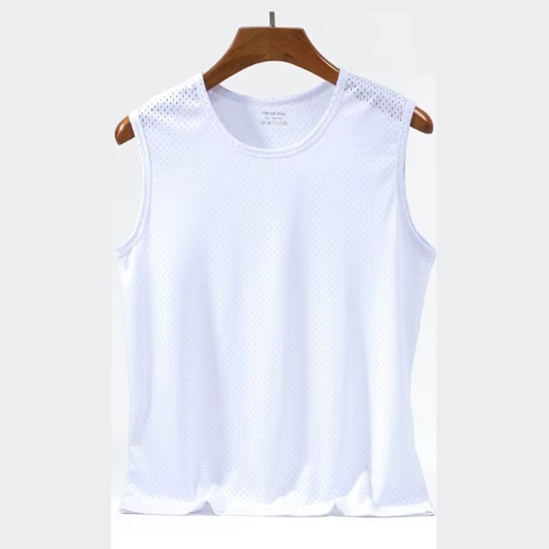 Men’s Ice Silk Mesh Tank Top – Breathable Gym Stringer Vest
