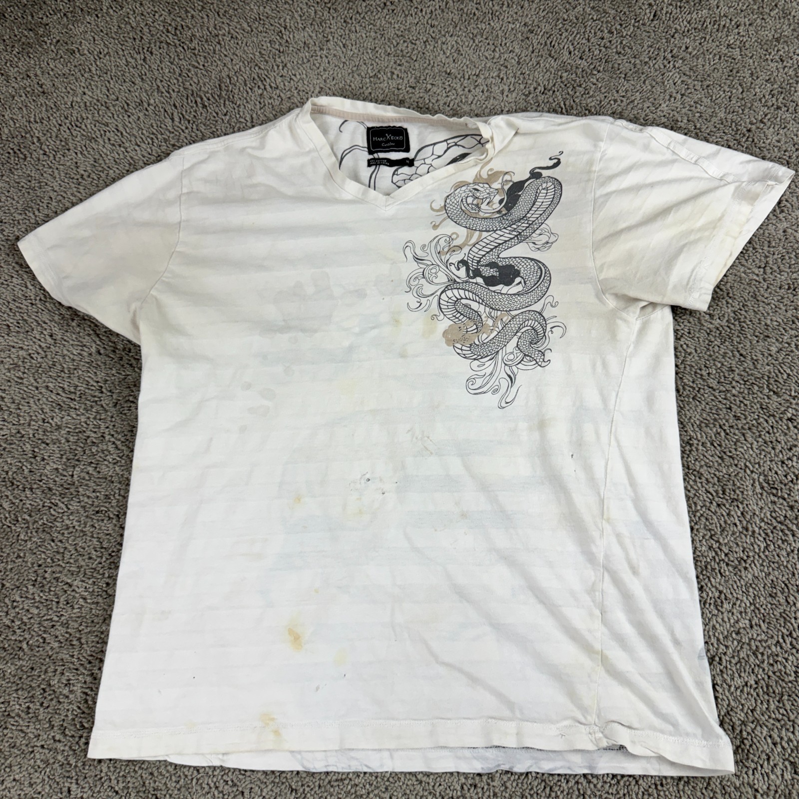 Marc Ecko Shirt Mens Extra Large White Gray Snake Reversible Print READ