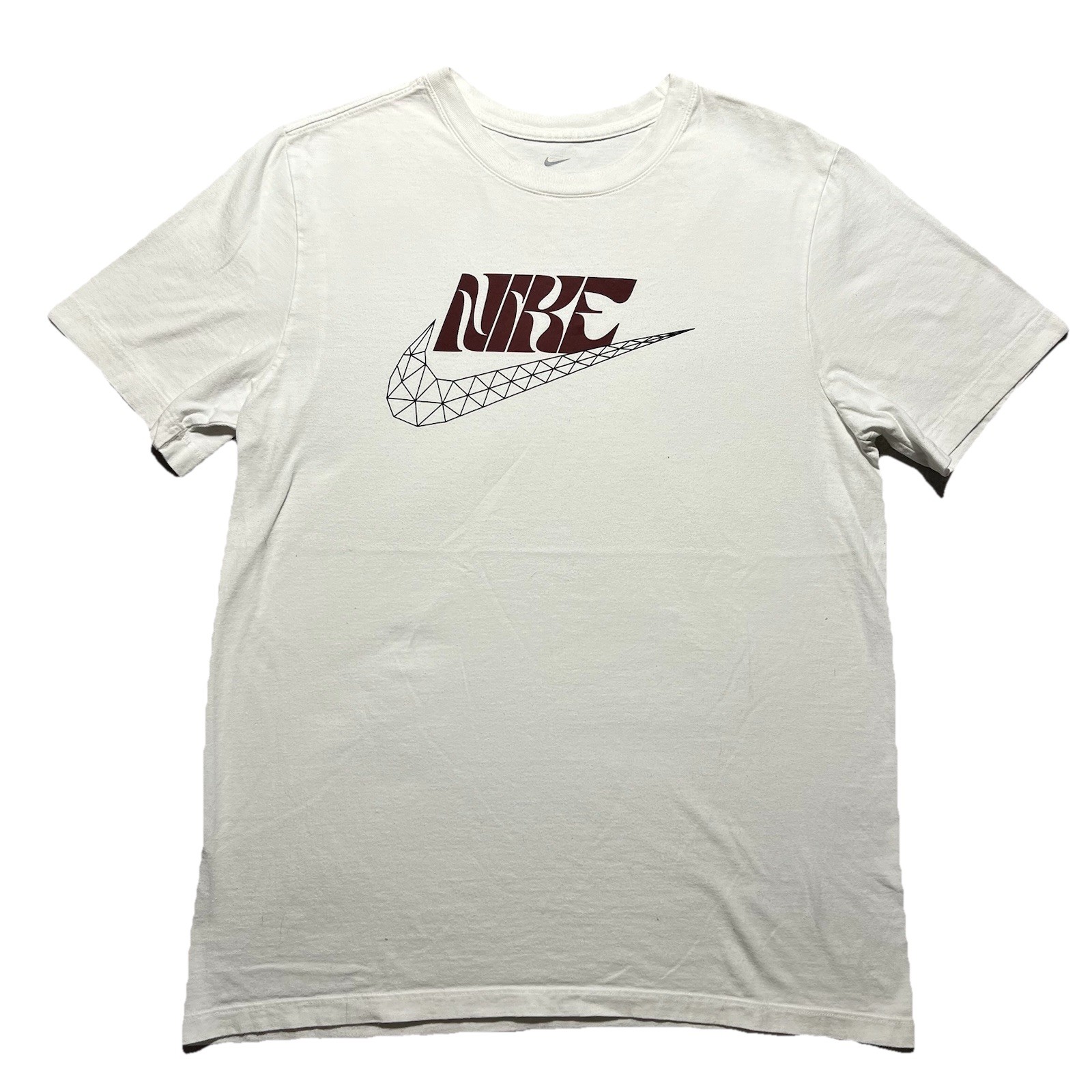 Nike Geometric Swoosh Graphic T Shirt White Mens Medium Streetwear