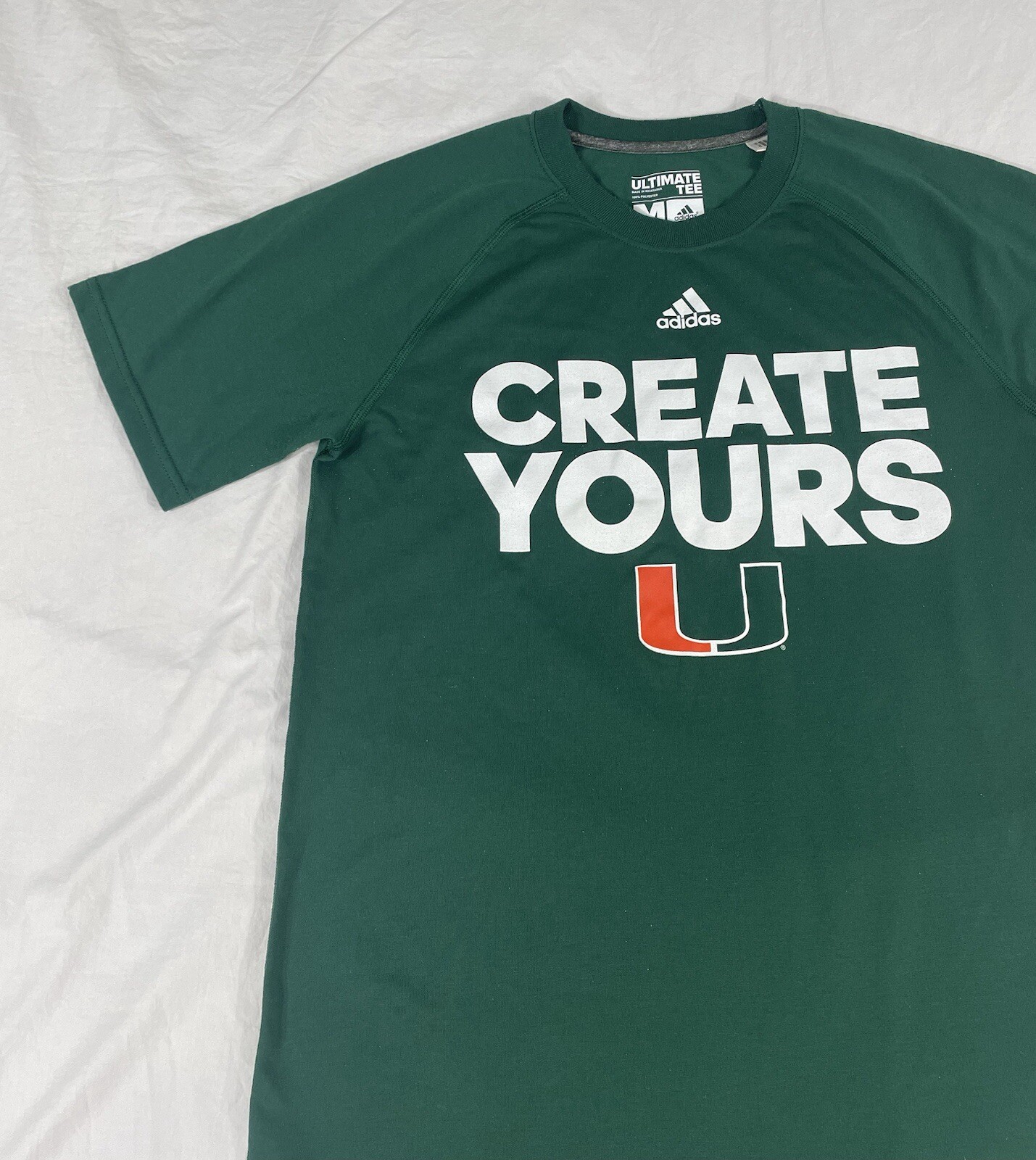 Adidas Climate UM Mens Green Print Short Sleeve Tee Size M