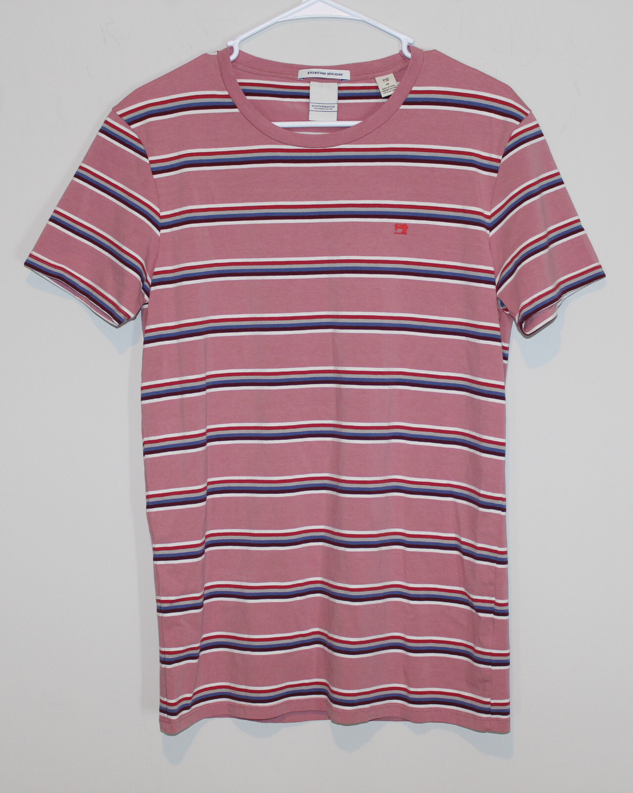 Scotch And Soda Everyday Holiday Pink Striped Shirt Men’s Medium