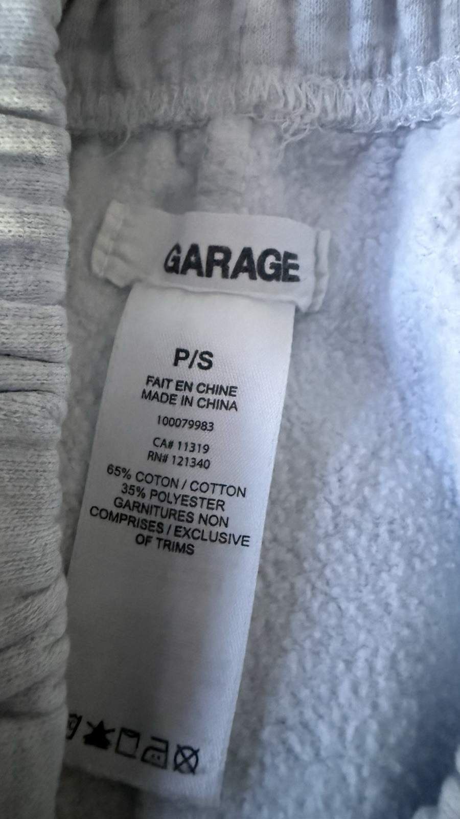 Garage Light Grey Sweats P/T for Indoor Outdoor