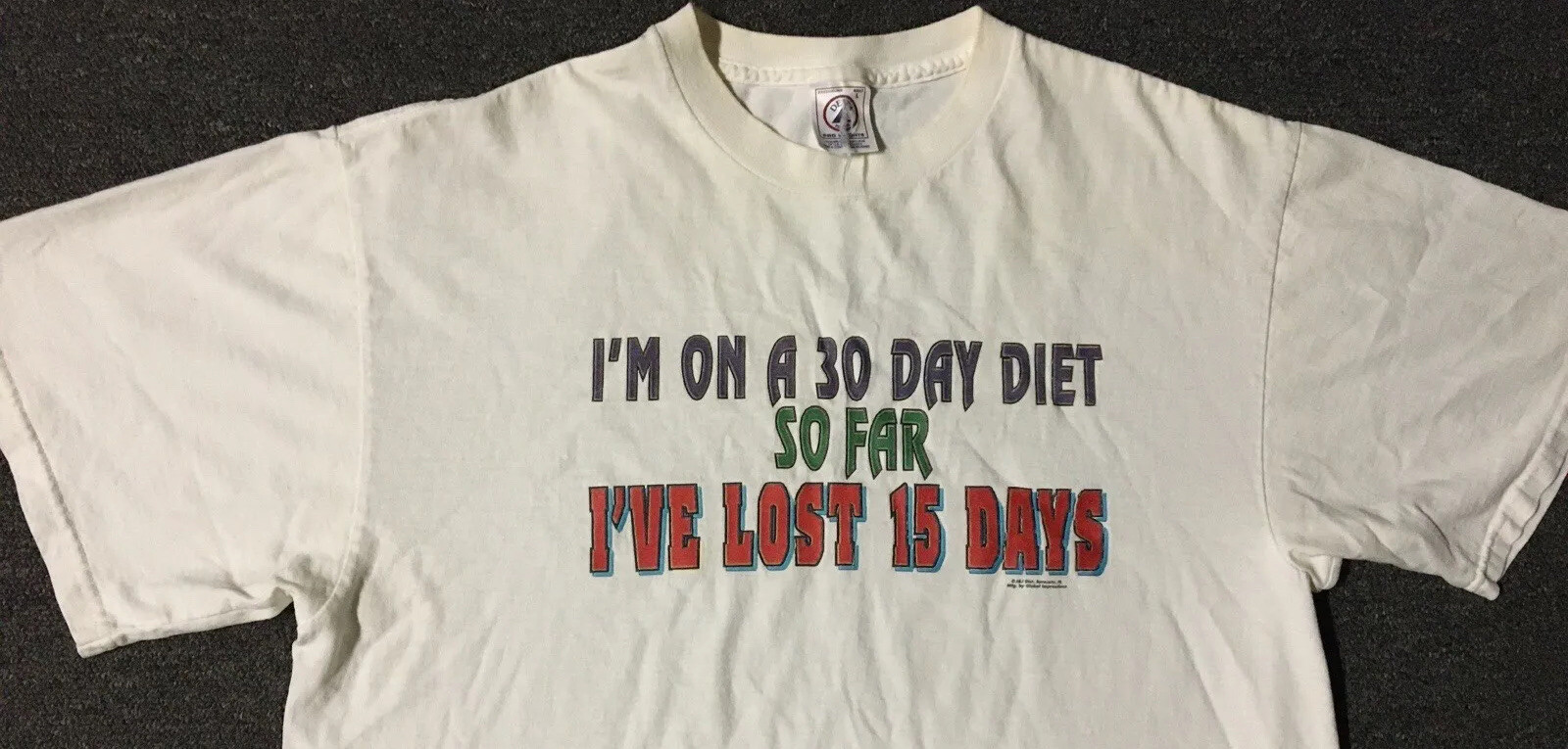 Vtg 90s Im On A 30 Day Diet Ive Lost 15 Days Faded Shirt M Sarcasm Funny Saying