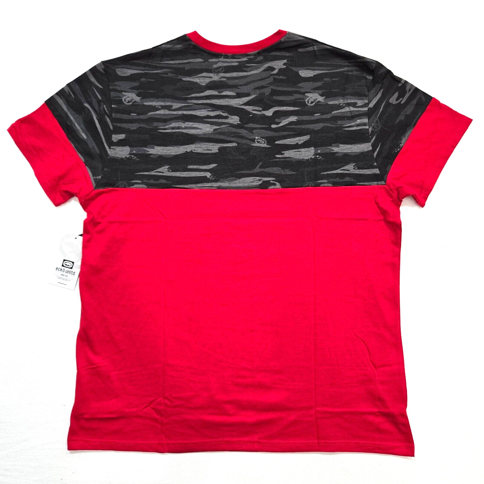 Ecko Unltd Men’s T-Shirt True Red Black Camo Design Graphic V-Neck EO31K806