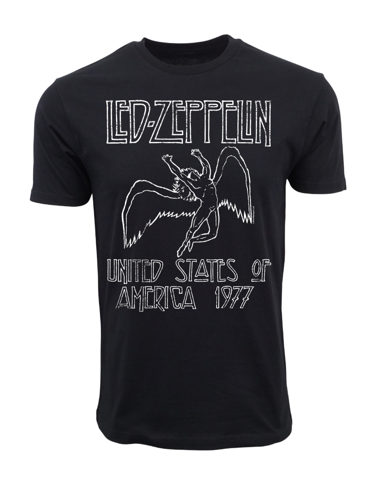 LED ZEPPELIN MENs ORIGINAL AND AUTHENTIC LICENSE 1977 DISTRESS LOGO T SHIRT