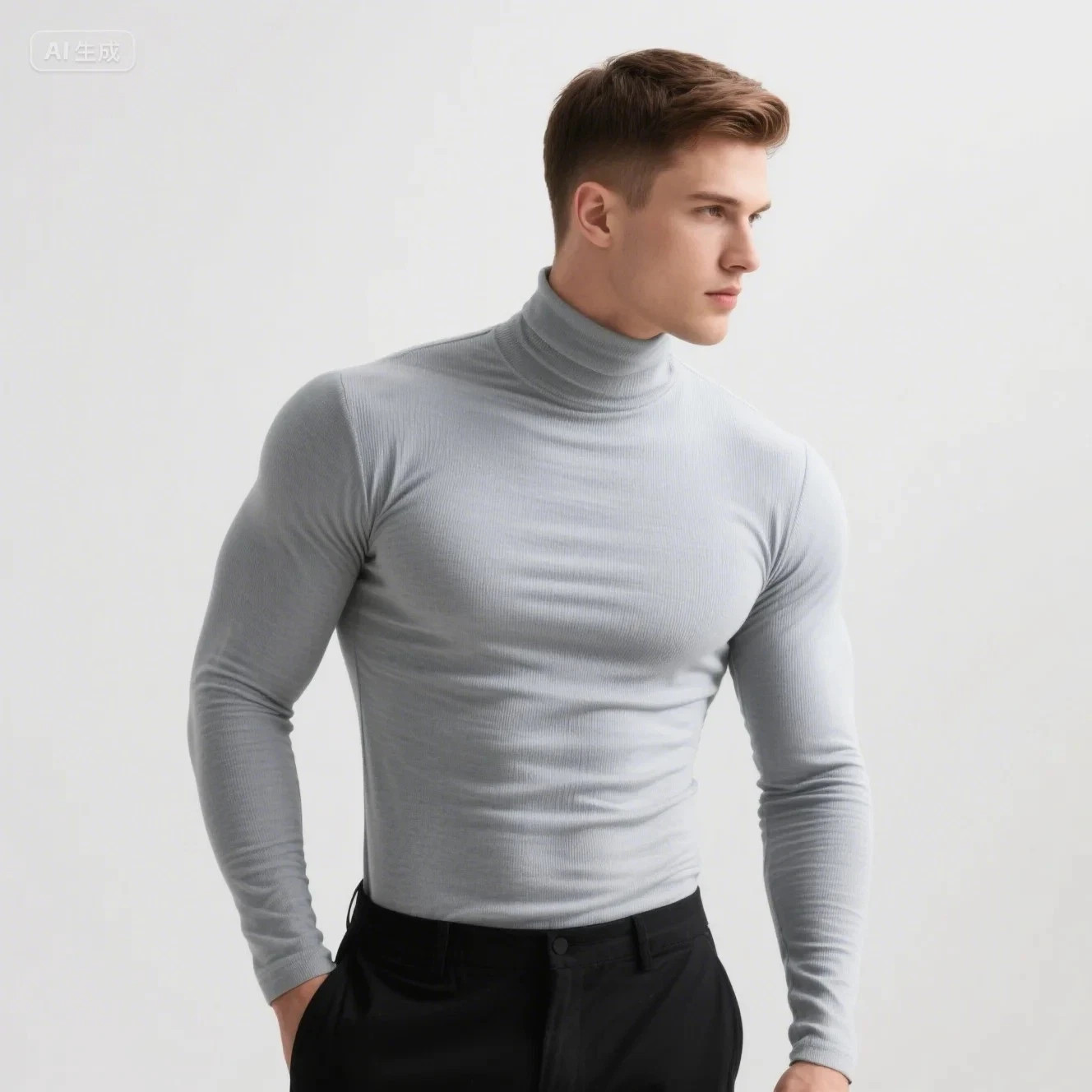 Mens Turtleneck Basic Pullover Long Sleeve Jumper Top Casual Slim Fit T-Shirt**