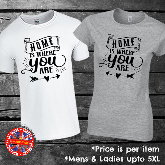Home Is Where You Are Matching T-shirt Set Mens Ladies Gift Couples Friends