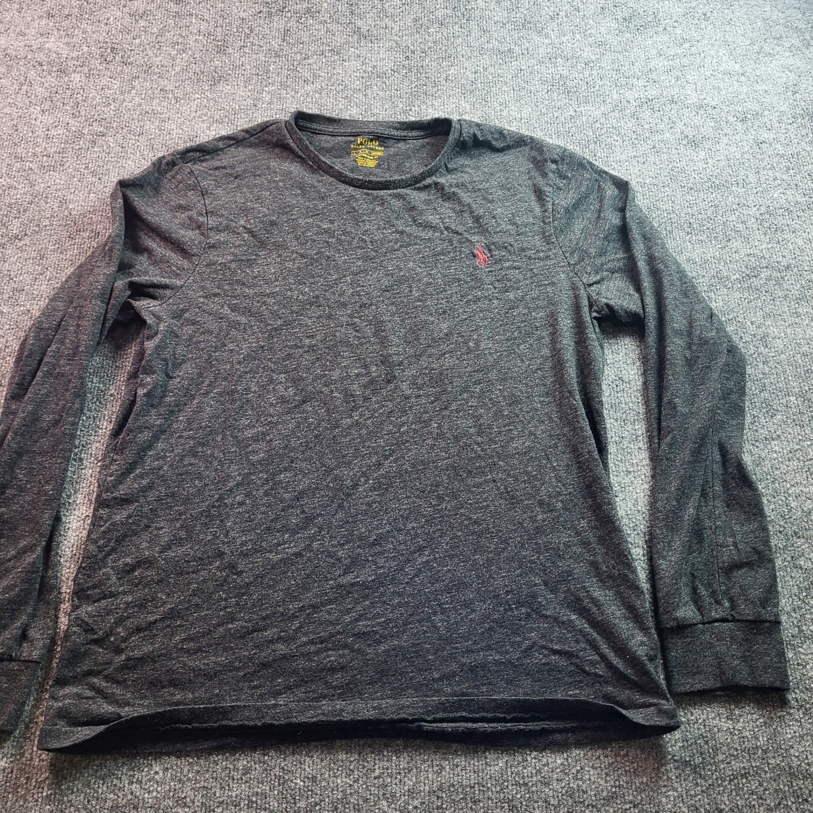 Polo Ralph Lauren Mens Long Sleeve T Shirt Gray Custom Slim Fit Large