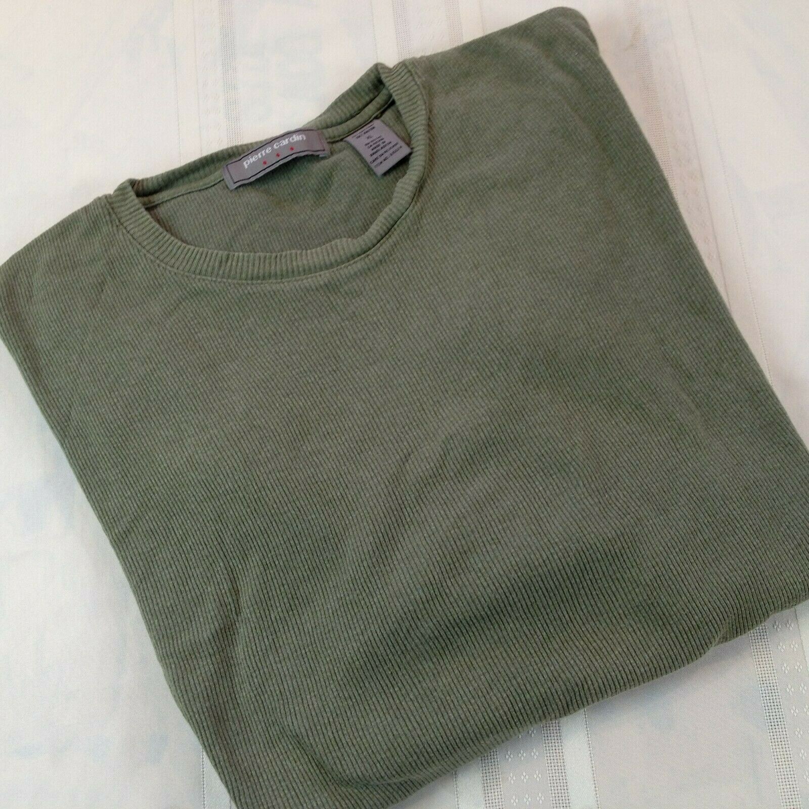 PIERRE CARDIN Rayon Blend Crew Neck Short Sleeve Ribbed Pullover Shirt Men’s XL