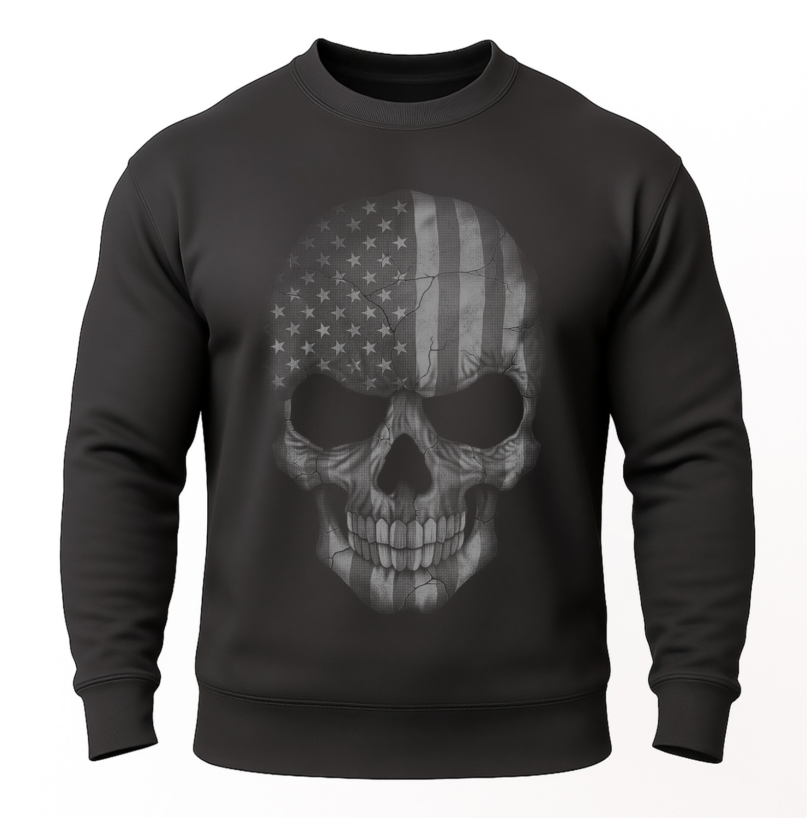 USA Skull Sweatshirt | Distressed American Flag Skull | Unisex Warm Crewneck