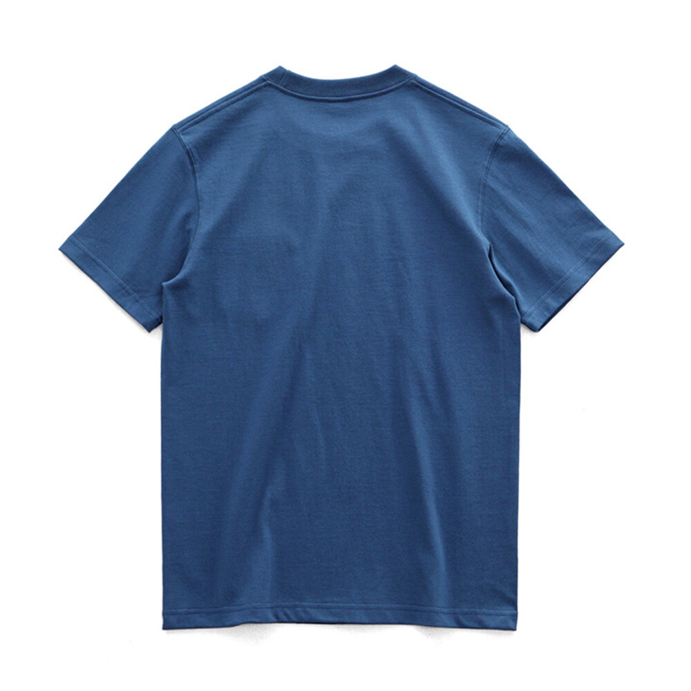 Mens Thick Neck Crew Neck Short Sleeve Cotton T-Shirt With Pocket