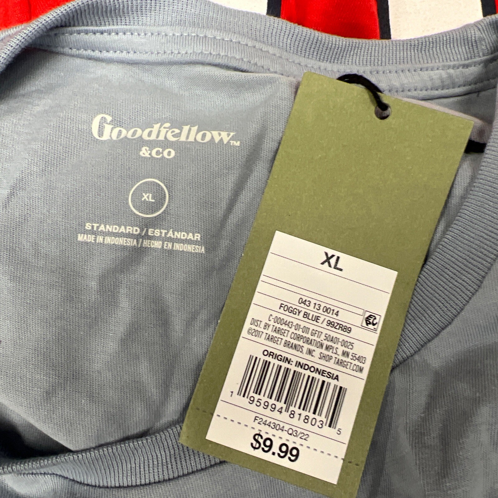 Goodfellow Men’s Standard Short Sleeve T-Shirt – Foggy Blue new w/ tags